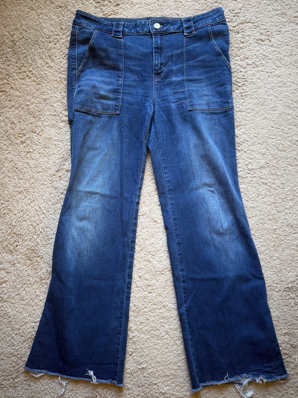 Women’s Dark Blue Flared Cut-Off Jeans